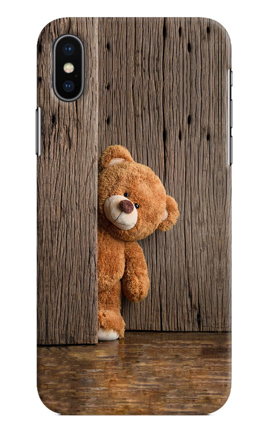 Teddy Wooden iPhone X Hard Case Back Cover by Casekaro