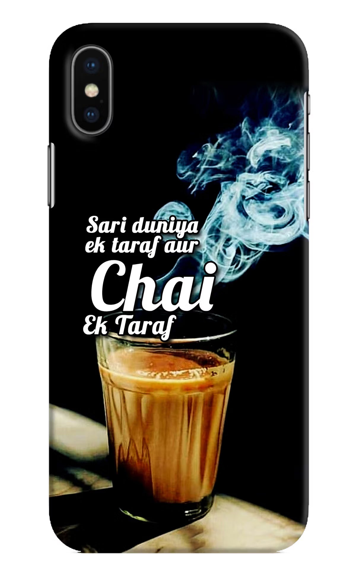 Chai Ek Taraf Quote iPhone X Hard Case Back Cover by Casekaro