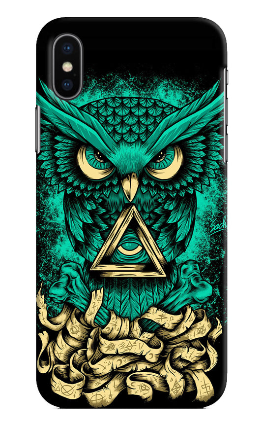 Green Owl iPhone X Hard Case Back Cover by Casekaro