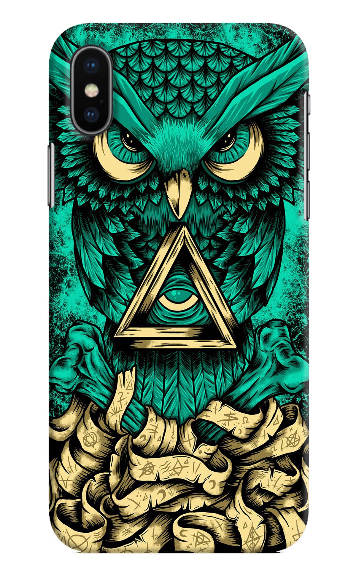 Green Owl iPhone X Hard Case Back Cover by Casekaro