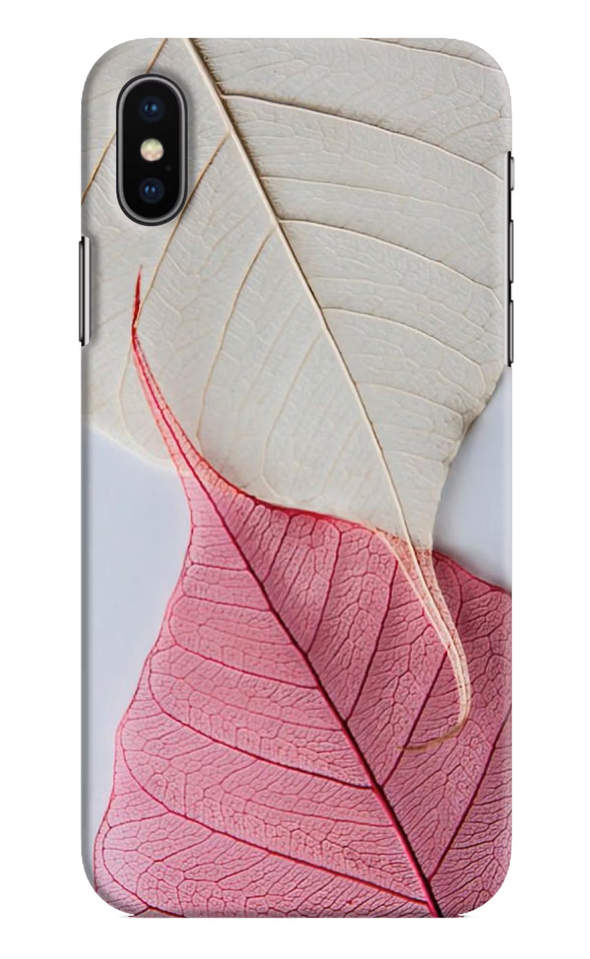 White Pink Leaf iPhone X Hard Case Back Cover by Casekaro