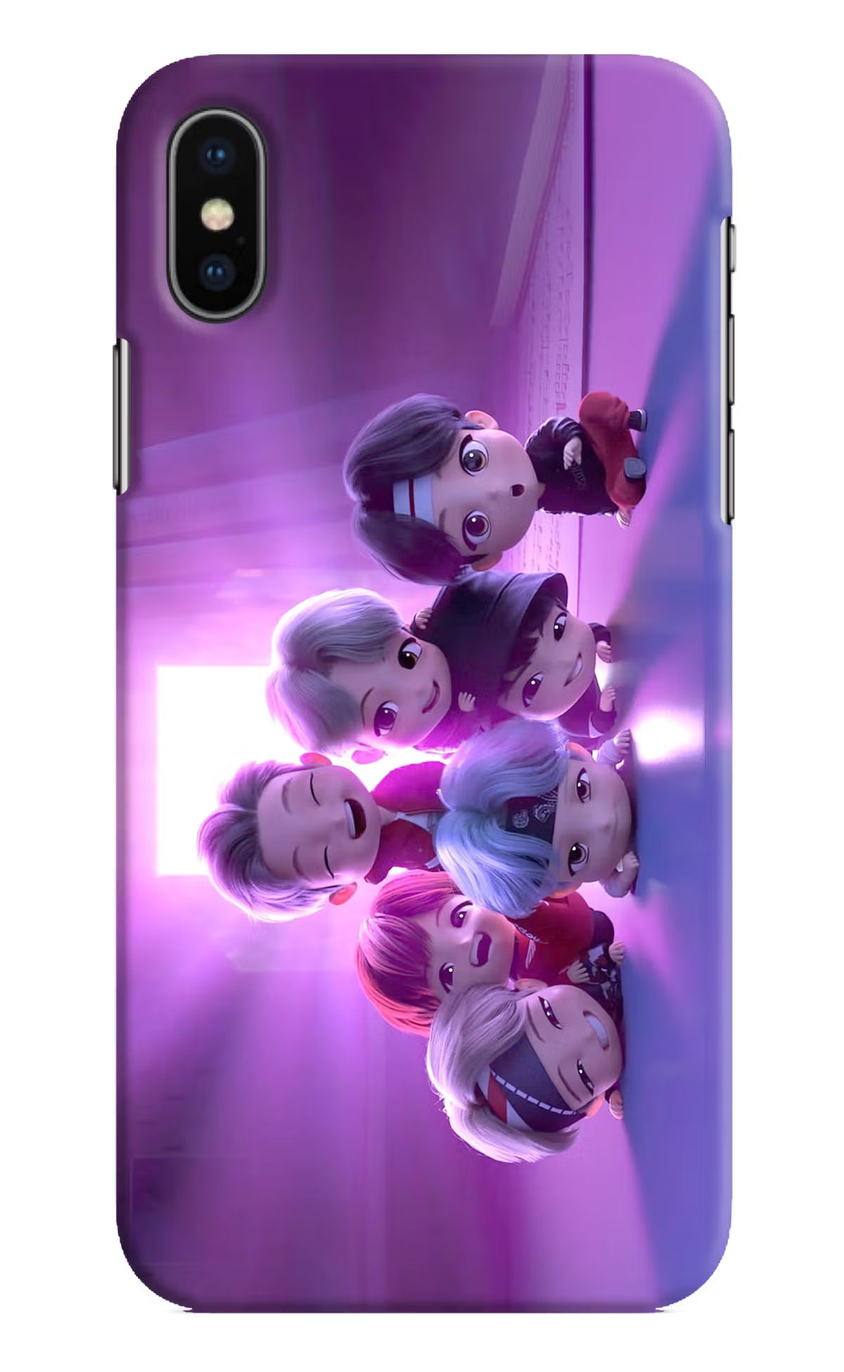 BTS Chibi iPhone X Hard Case Back Cover by Casekaro
