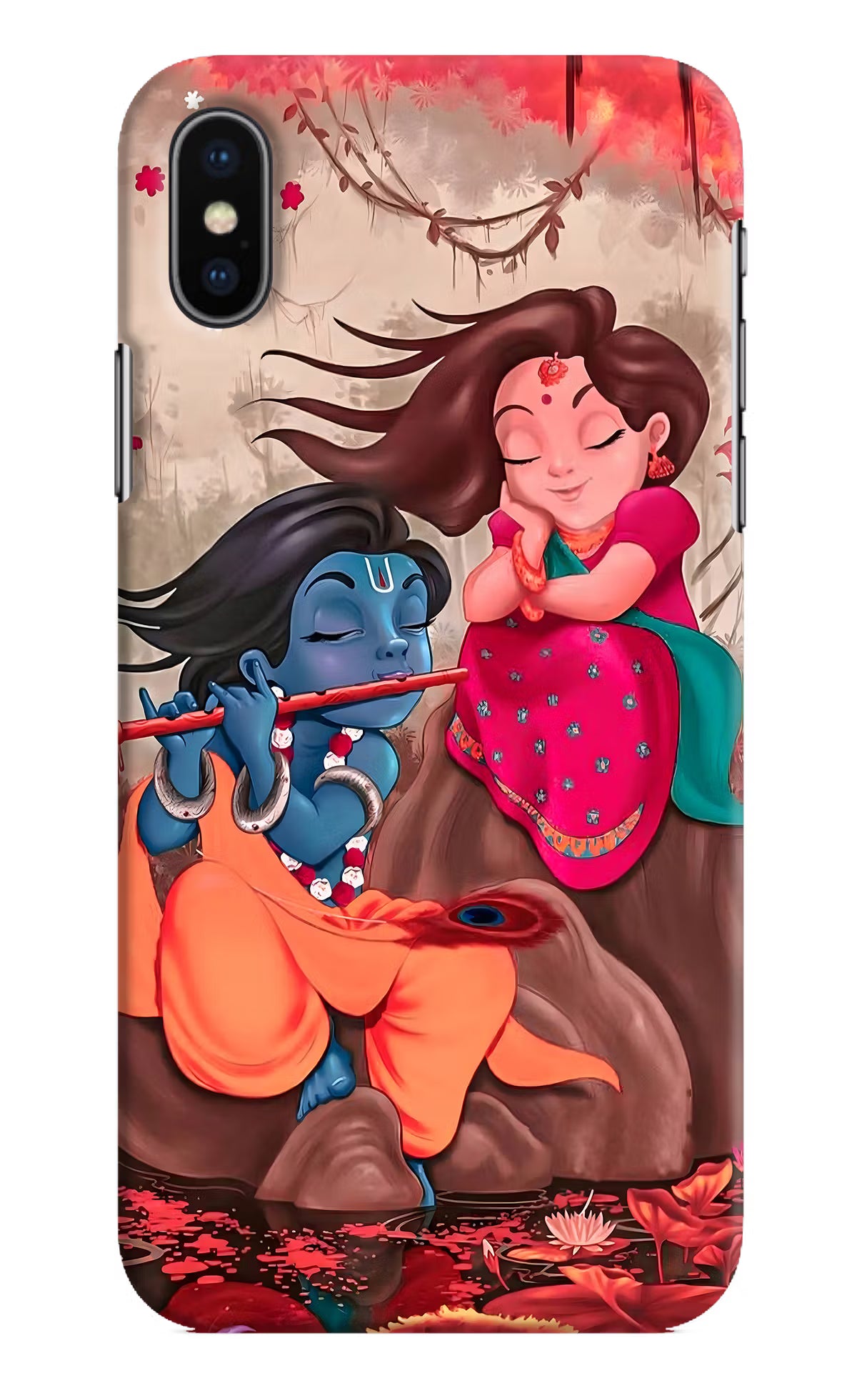 Radhe Krishna iPhone X Hard Case Back Cover by Casekaro