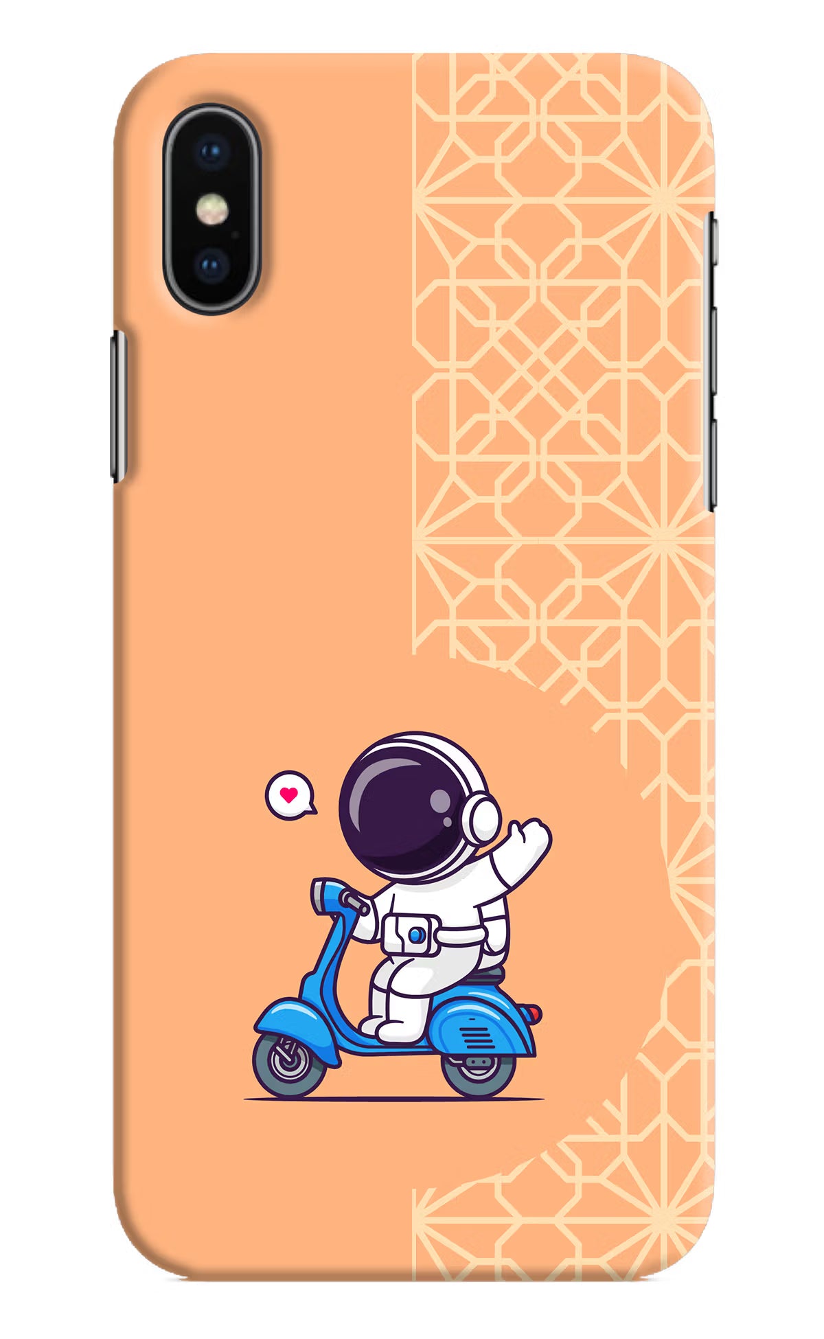 Cute Astronaut Riding iPhone X Hard Case Back Cover by Casekaro