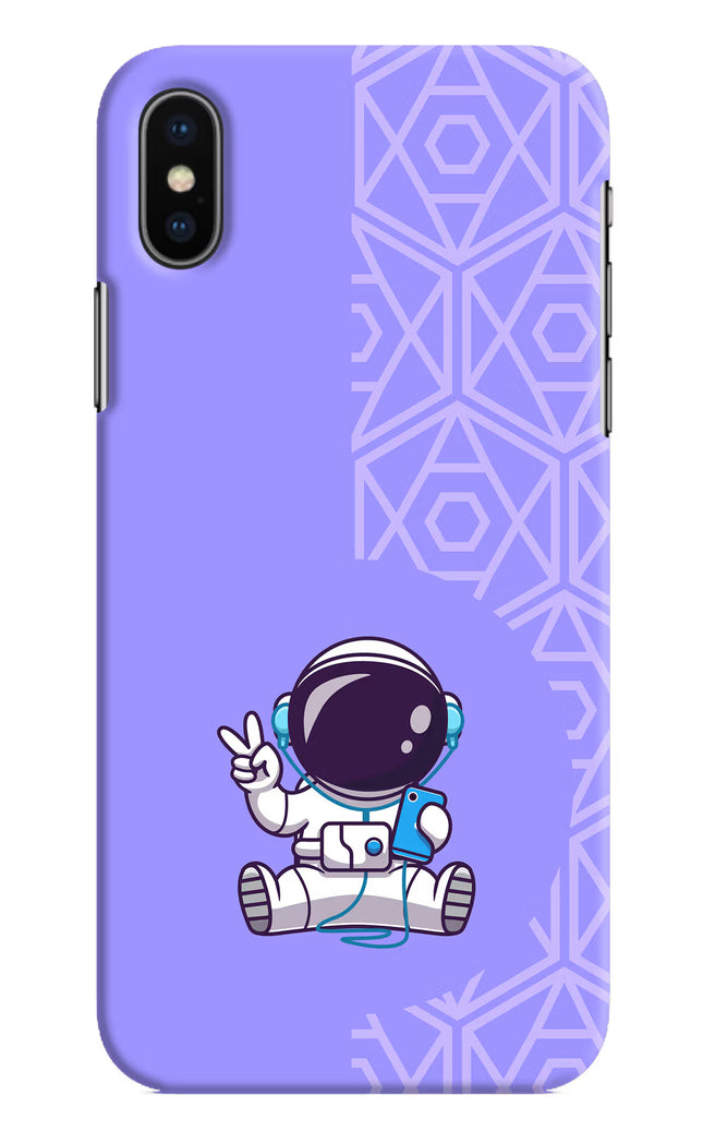 Cute Astronaut Chilling iPhone X Hard Case Back Cover by Casekaro
