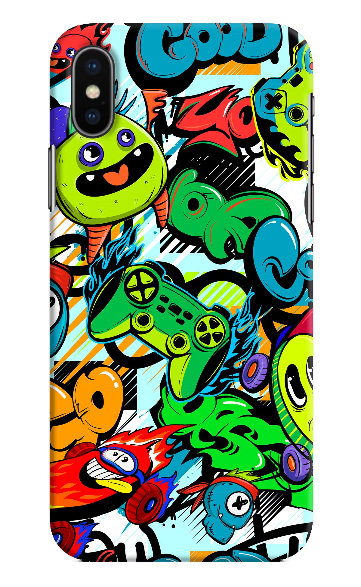 Game Doodle iPhone X Hard Case Back Cover by Casekaro