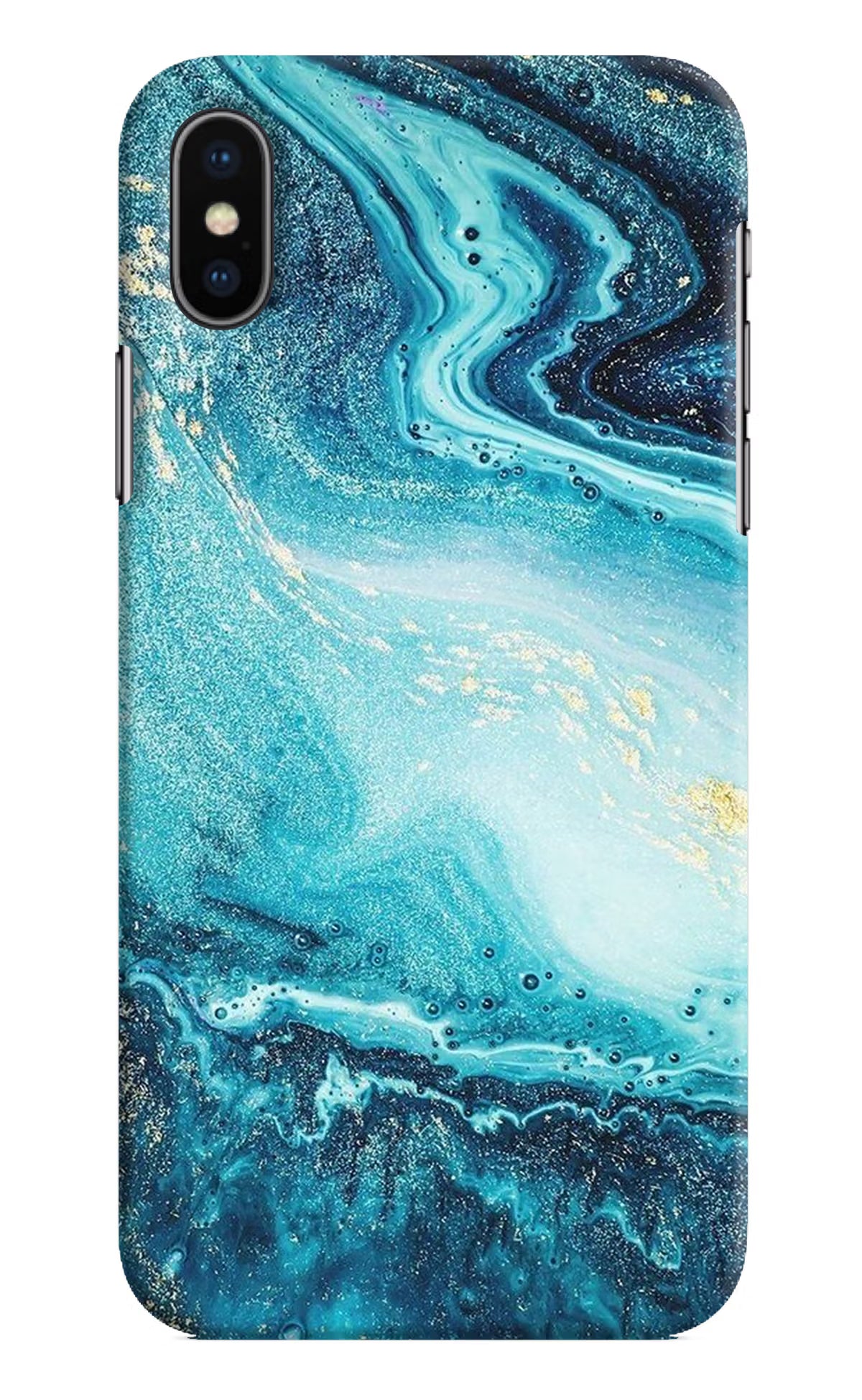 Blue Glitter Marble iPhone X Hard Case Back Cover by Casekaro