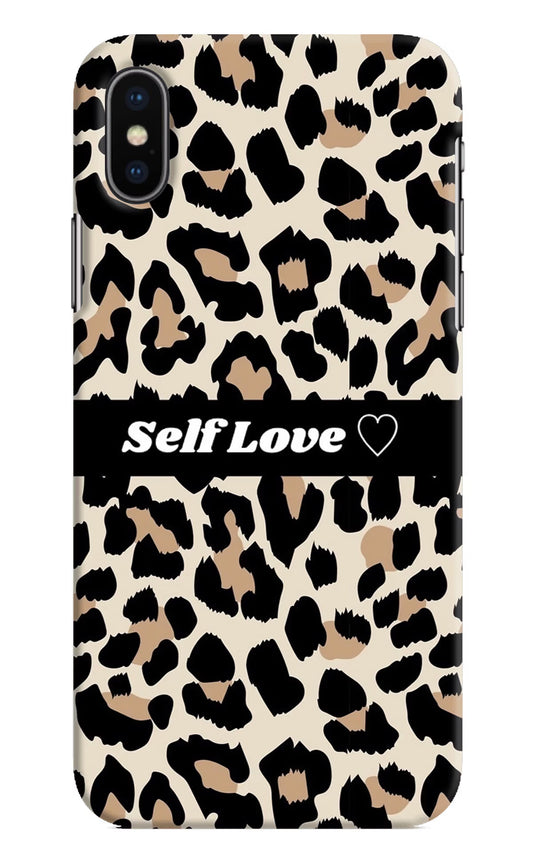 Leopard Print Self Love iPhone X Hard Case Back Cover by Casekaro