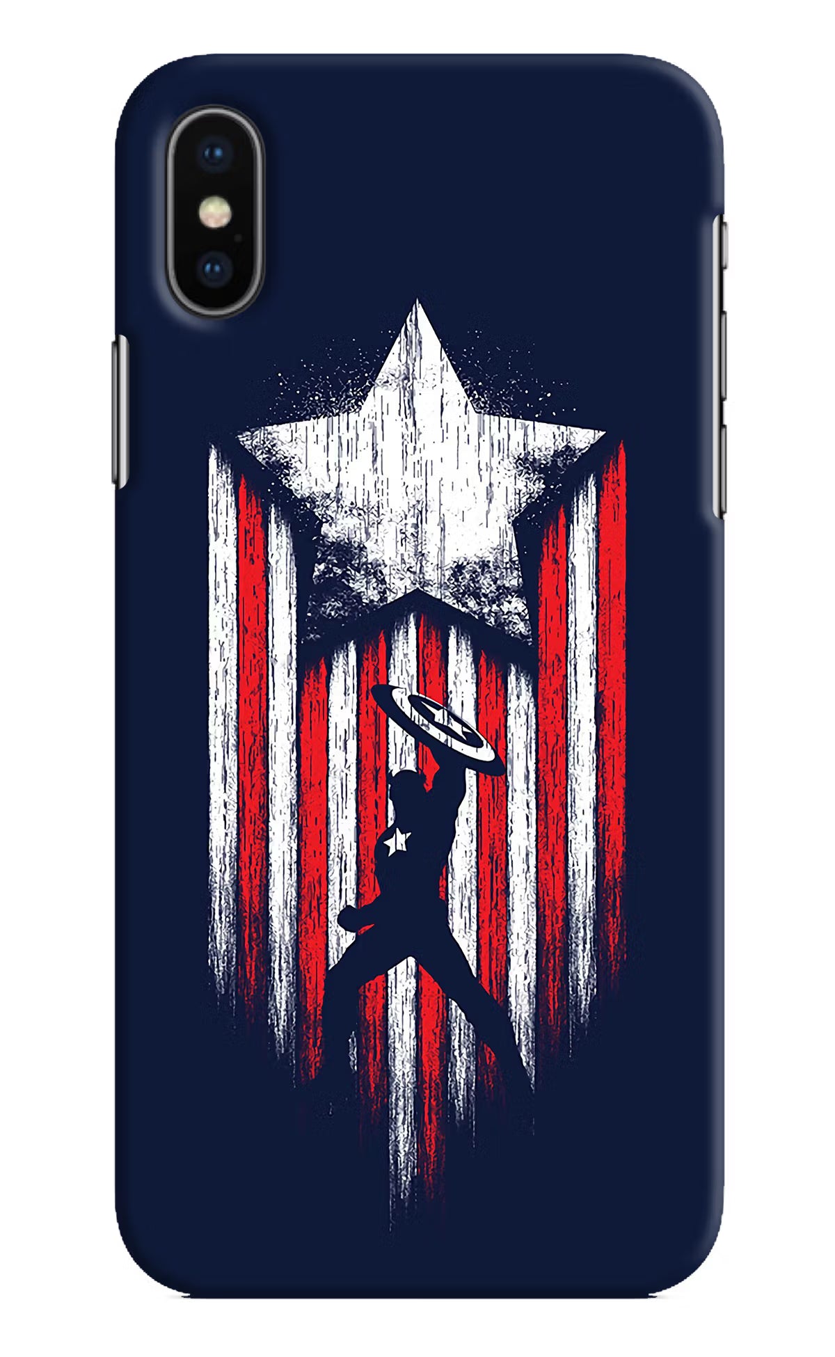 Captain America Marvel Art iPhone X Hard Case Back Cover by Casekaro