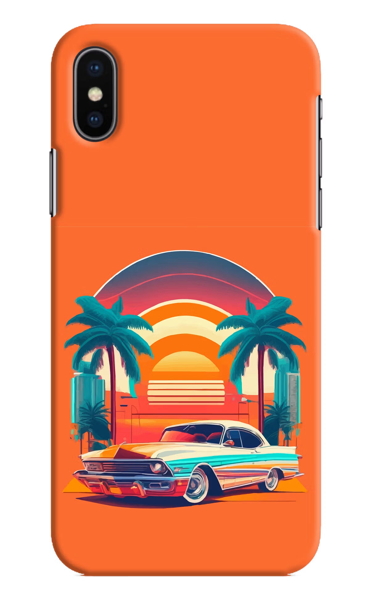Palm Drive 80s iPhone X Hard Case Back Cover by Casekaro