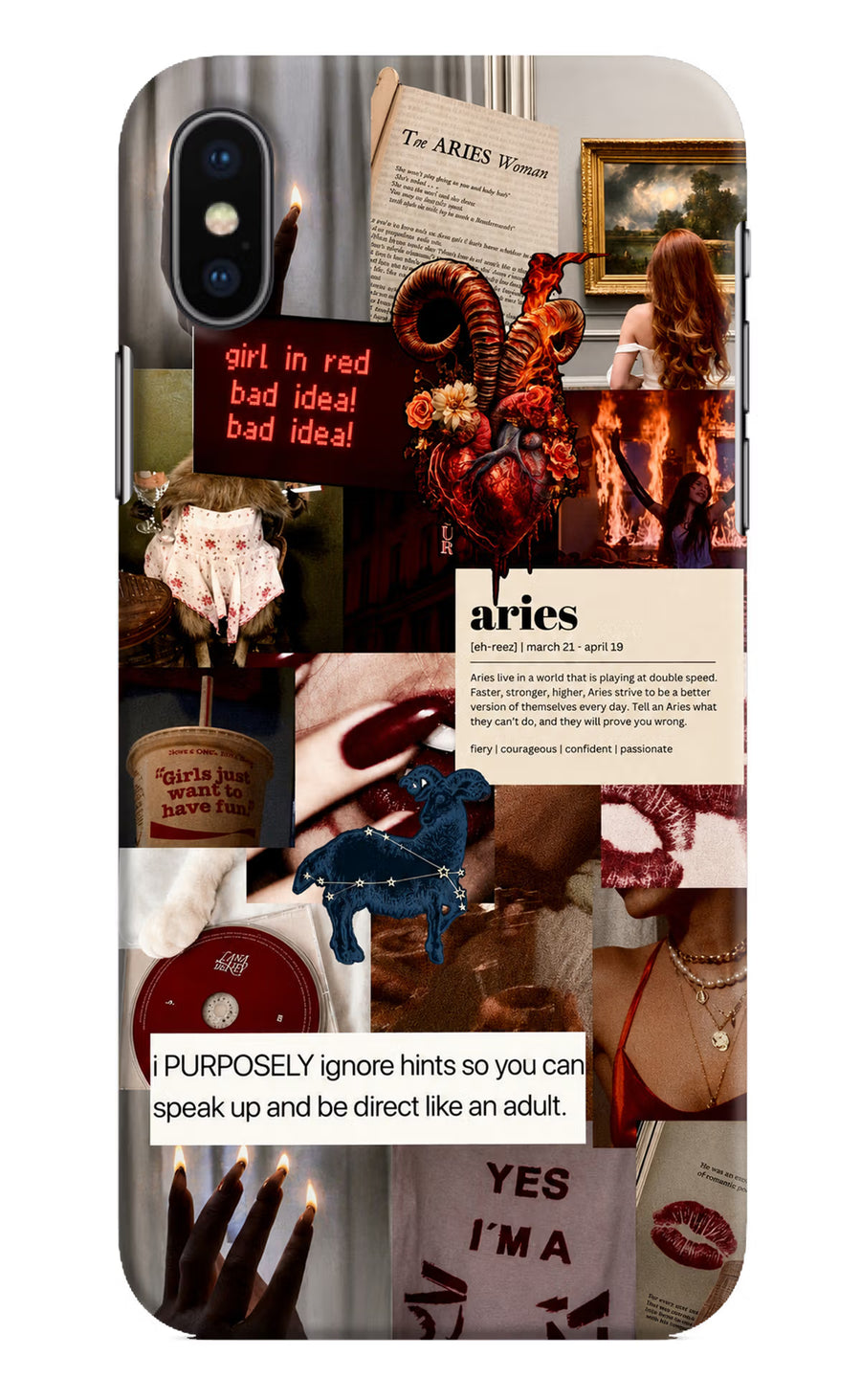 Zodiac Aries iPhone X Back Cover, Hard case