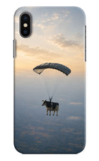 Skydiving Cow iPhone X Hard Case Back Cover by Casekaro