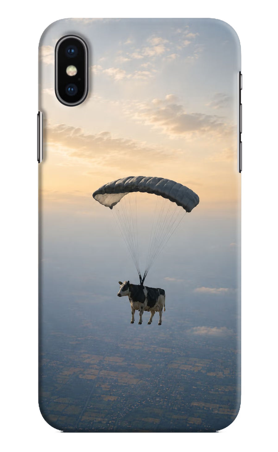 Skydiving Cow iPhone X Back Cover, Hard case