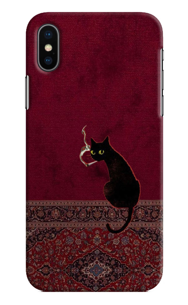 Midnight Cat iPhone X Hard Case Back Cover by Casekaro