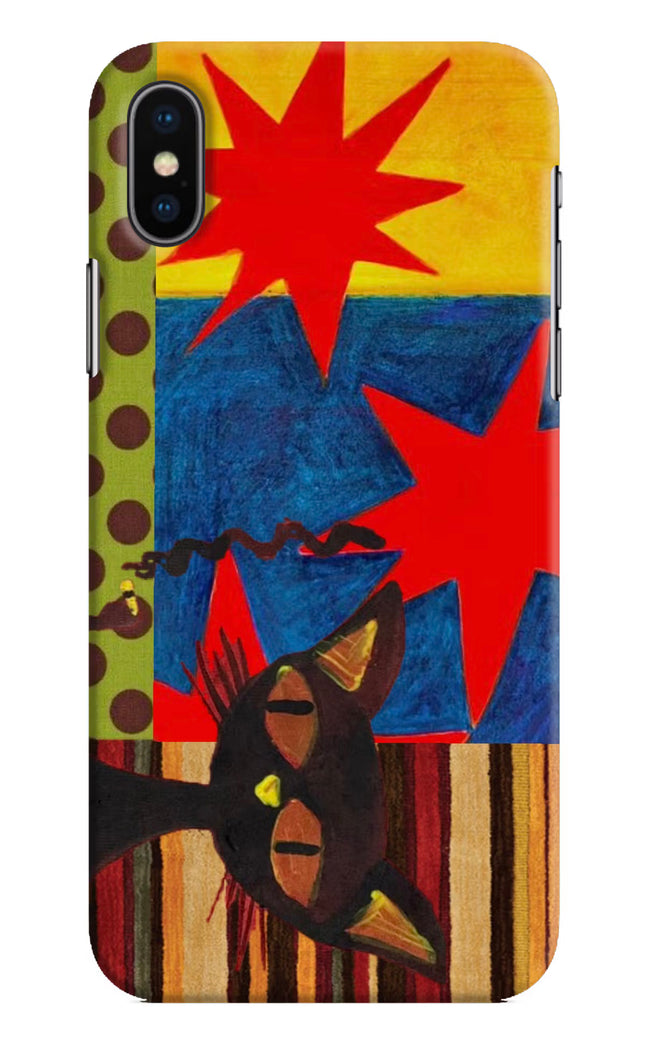 Pop Cat iPhone X Hard Case Back Cover by Casekaro