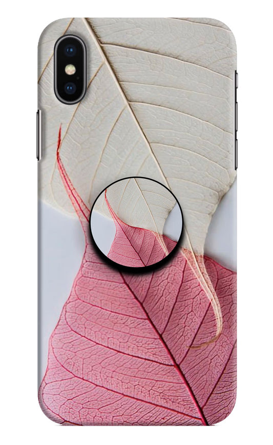 White Pink Leaf iPhone X Pop Case by Casekaro