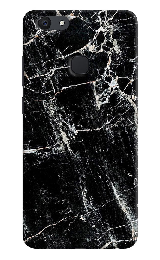 Black Marble Texture Vivo V7 Hard Case Back Cover by Casekaro
