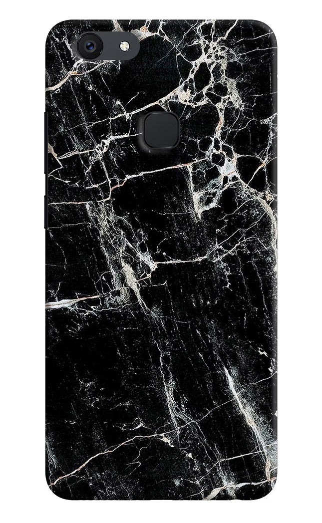 Black Marble Texture Vivo V7 Hard Case Back Cover by Casekaro