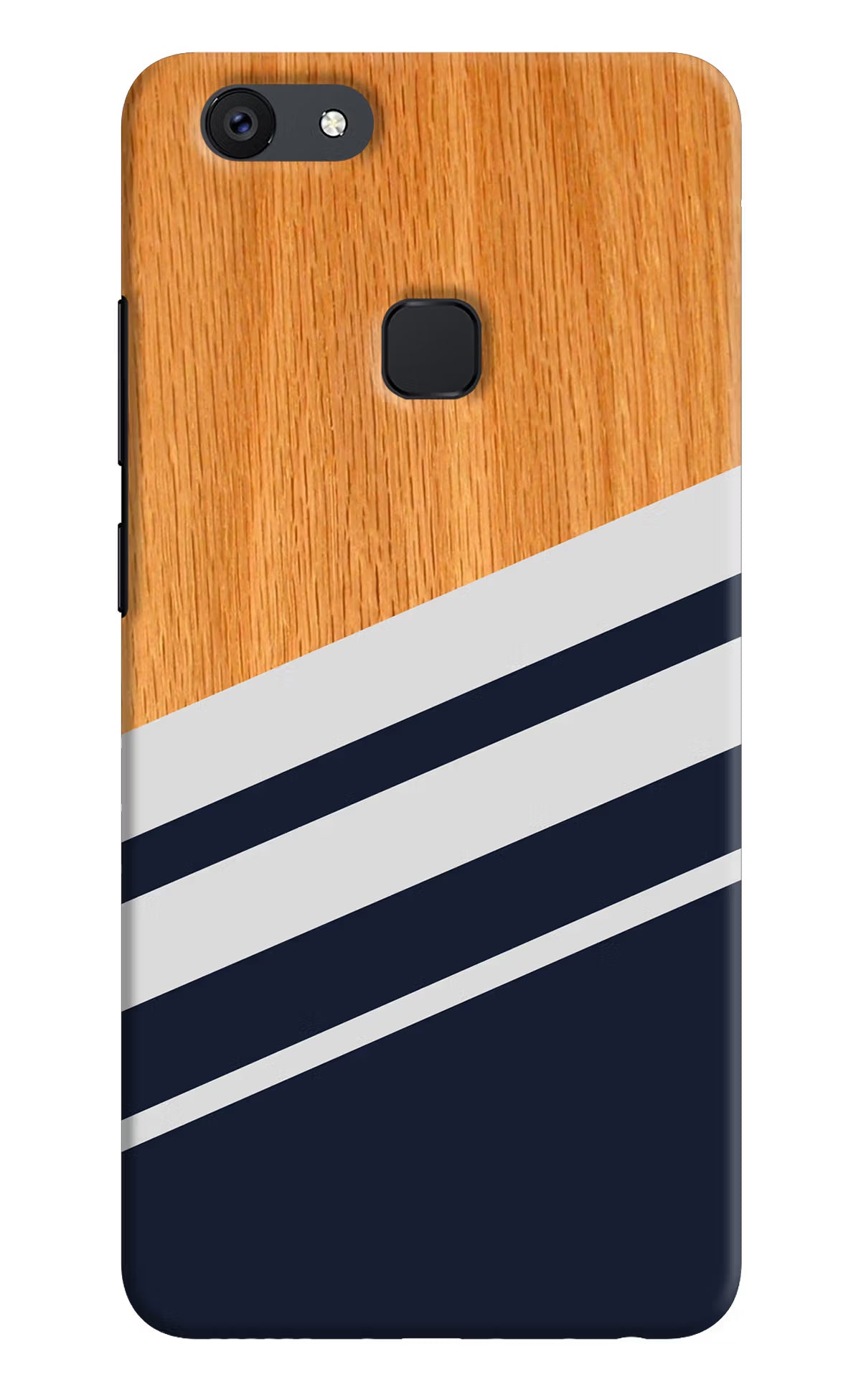Blue and white wooden Vivo V7 Hard Case Back Cover by Casekaro