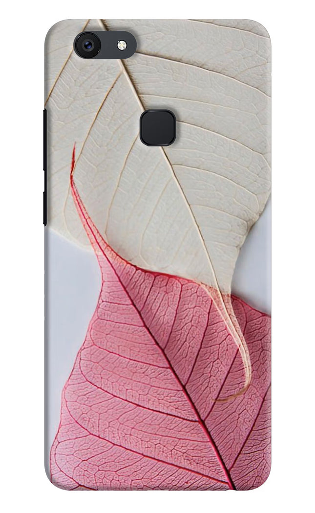 White Pink Leaf Vivo V7 Hard Case Back Cover by Casekaro