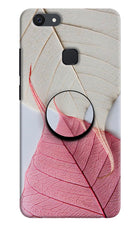 White Pink Leaf Vivo V7 Pop Case by Casekaro