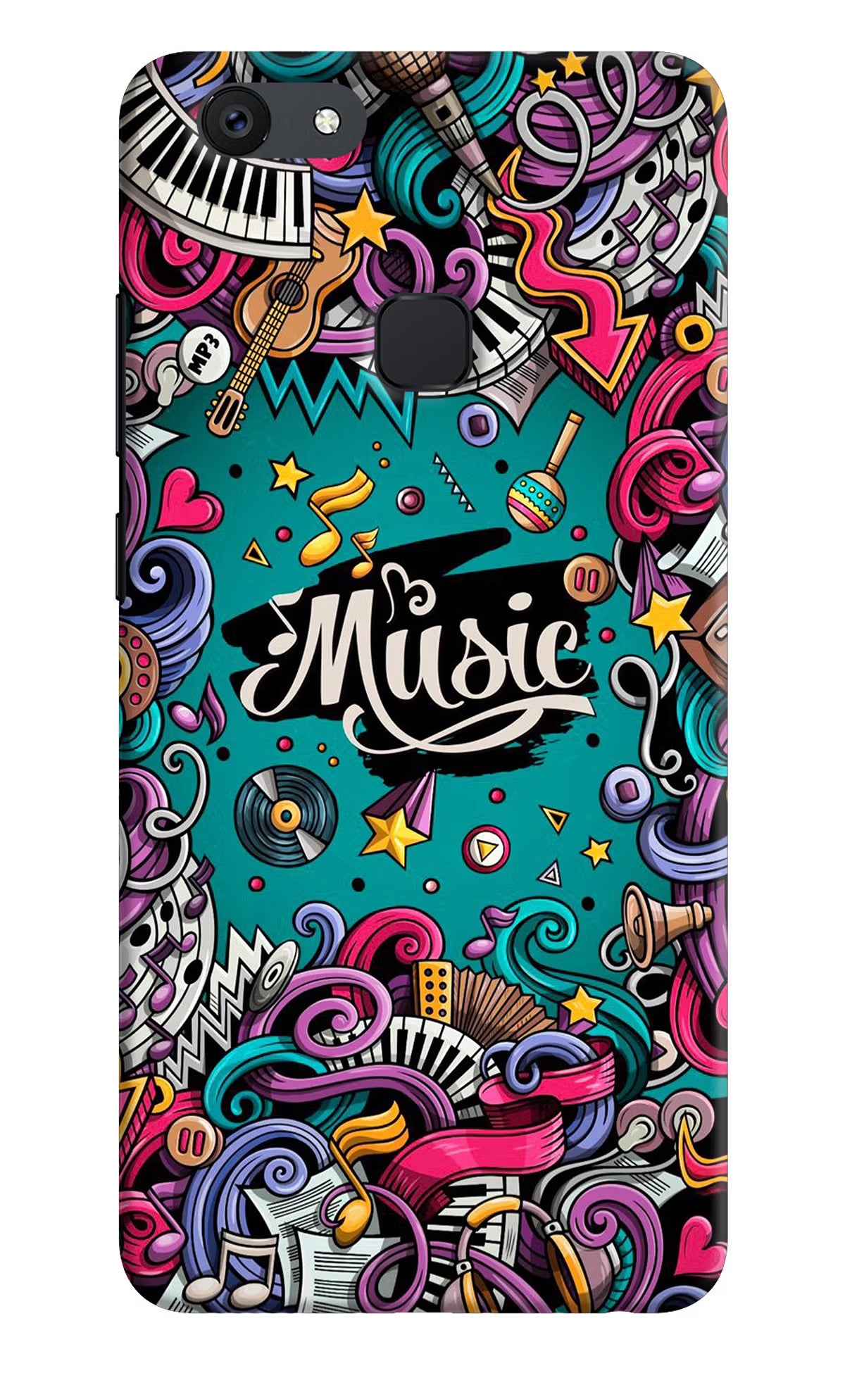 Music Graffiti Vivo V7 plus Hard Case Back Cover by Casekaro