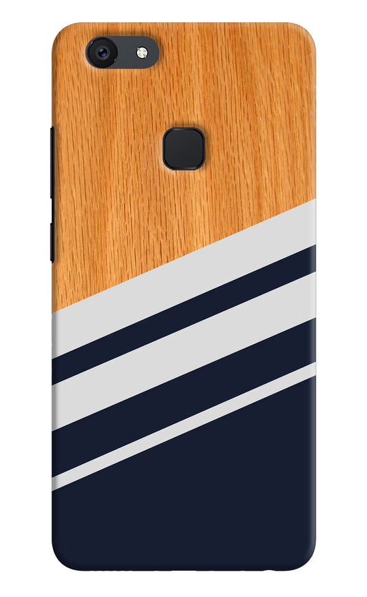 Blue and white wooden Vivo V7 plus Hard Case Back Cover by Casekaro