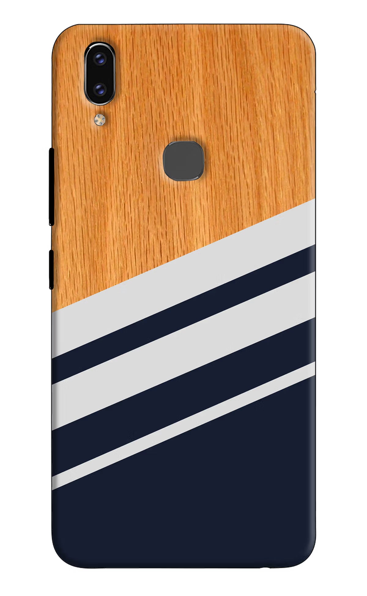 Blue and white wooden Vivo V9/V9 Pro/V9 Youth Hard Case Back Cover by Casekaro