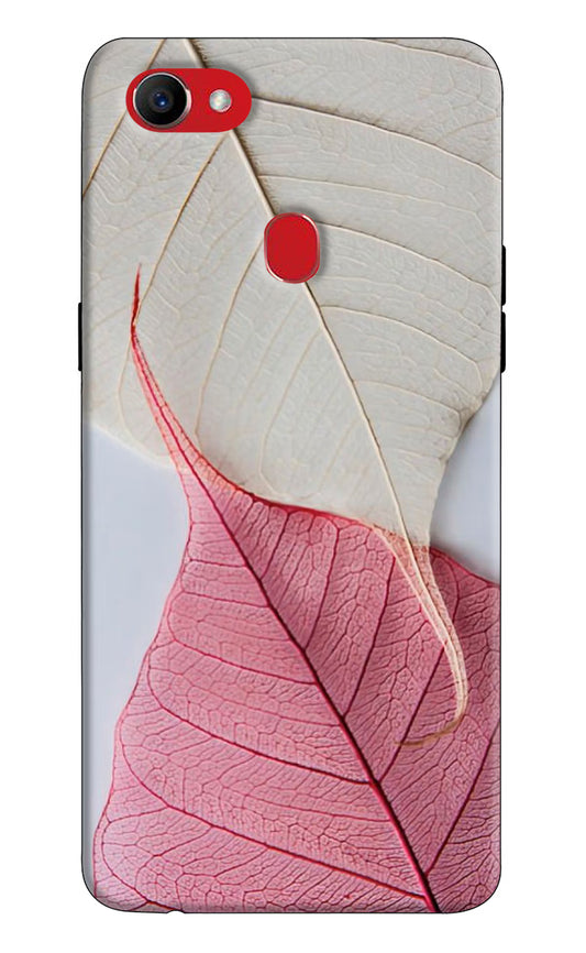 White Pink Leaf Oppo F7 Hard Case Back Cover by Casekaro