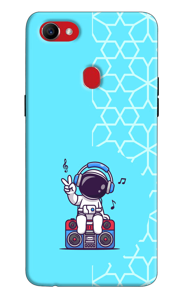 Cute Astronaut Chilling Oppo F7 Hard Case Back Cover by Casekaro