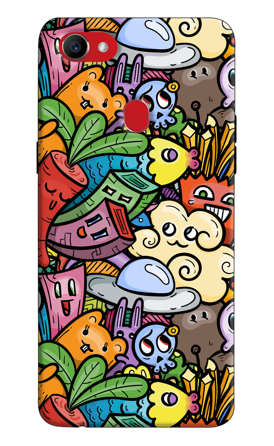 Veggie Doodle Oppo F7 Back Cover, Hard case