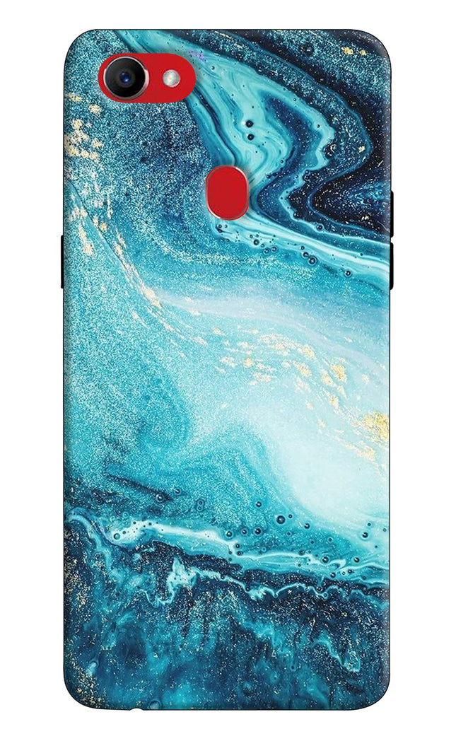 Blue Glitter Marble Oppo F7 Hard Case Back Cover by Casekaro