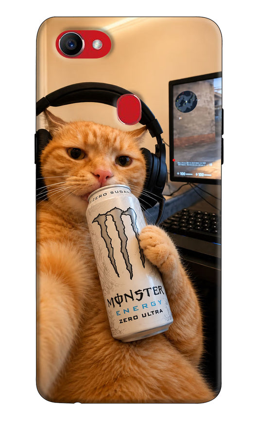 Gamer Cat Energy Oppo F7 Hard Case Back Cover by Casekaro