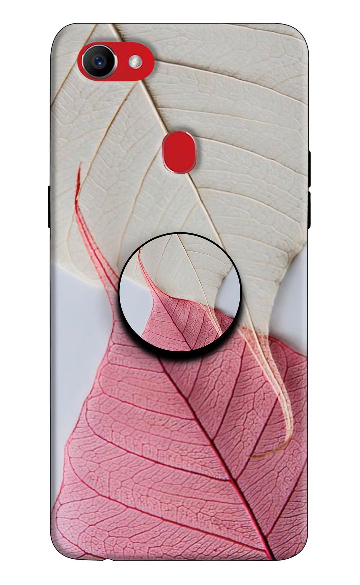 White Pink Leaf Oppo F7 Pop Case by Casekaro