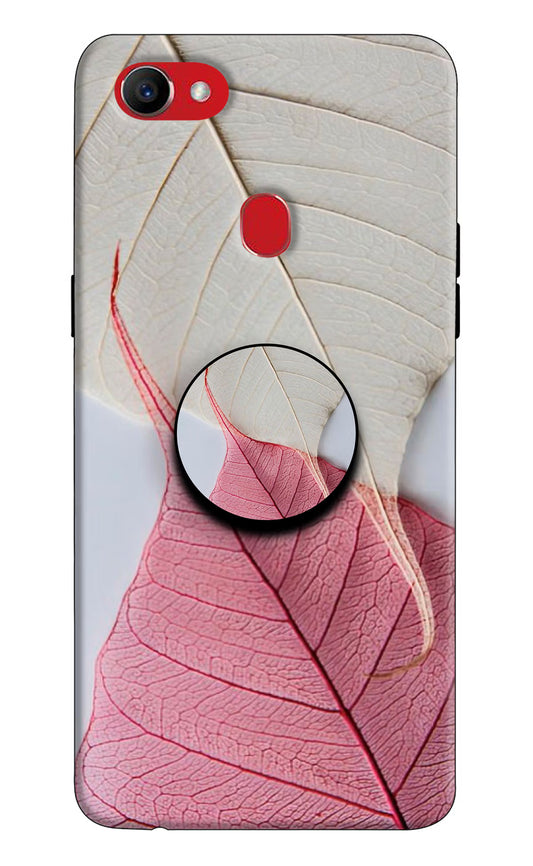 White Pink Leaf Oppo F7 Pop Case by Casekaro