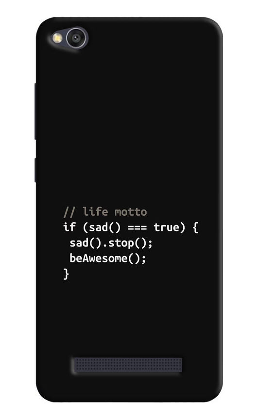 Life Motto Code Redmi 4A Hard Case Back Cover by Casekaro