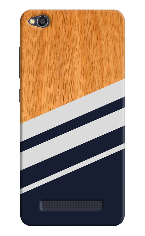 Blue and white wooden Redmi 4A Back Cover