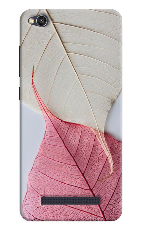 White Pink Leaf Redmi 4A Back Cover
