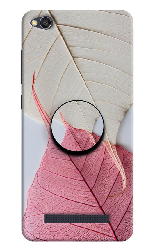 White Pink Leaf Redmi 4A Pop Case by Casekaro