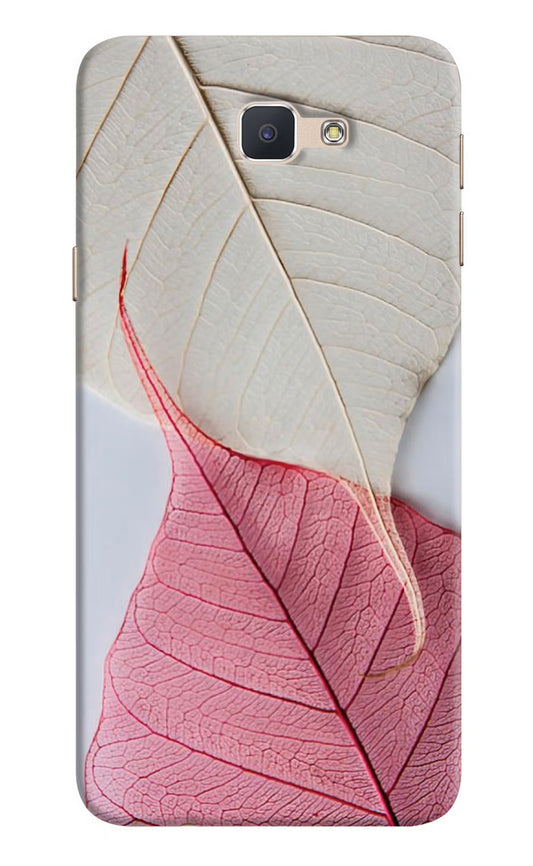 White Pink Leaf Samsung J7 Prime Hard Case Back Cover by Casekaro