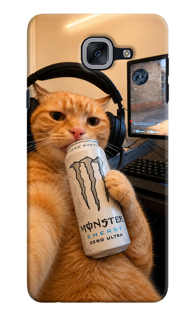 Gamer Cat Energy Samsung J7 Max Hard Case Back Cover by Casekaro