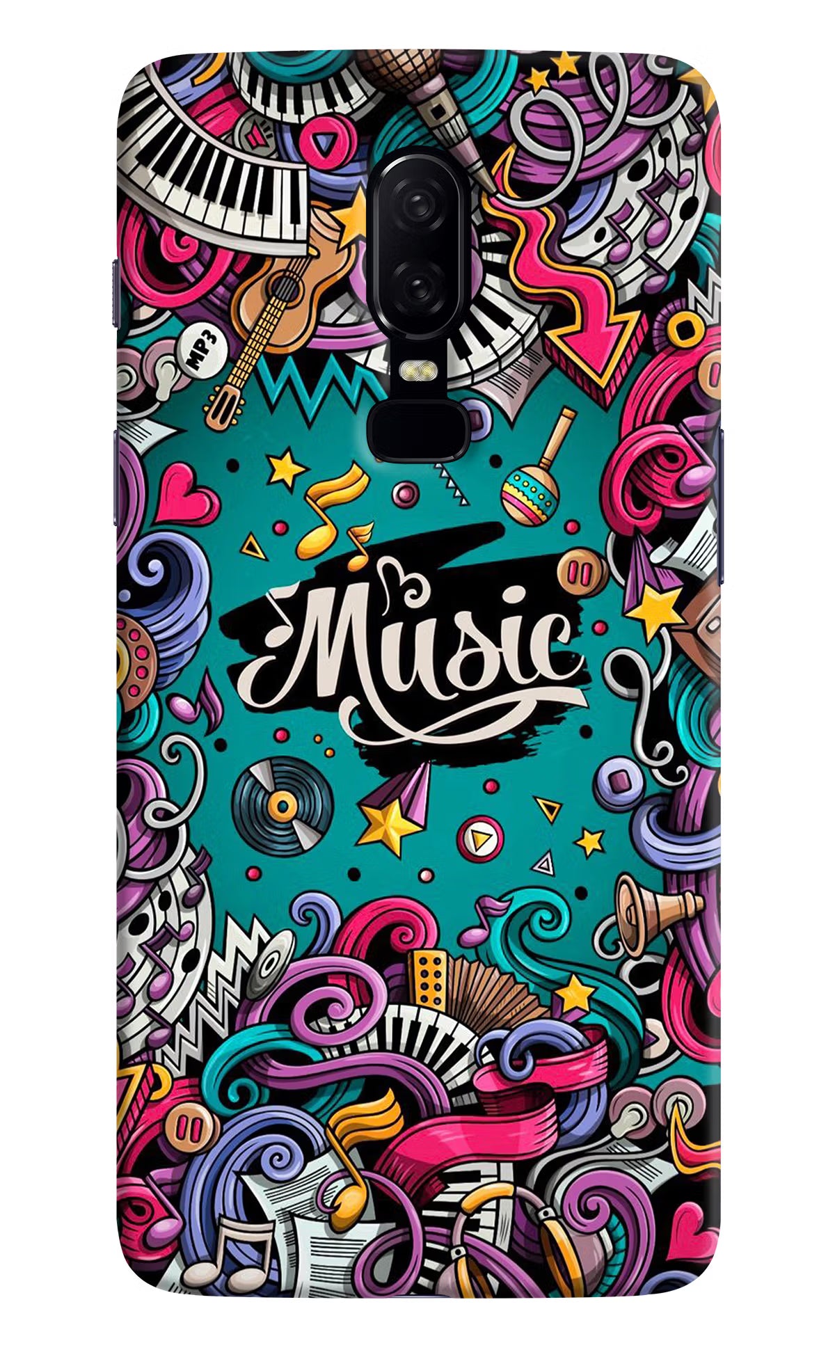 Music Graffiti Oneplus 6 Hard Case Back Cover by Casekaro