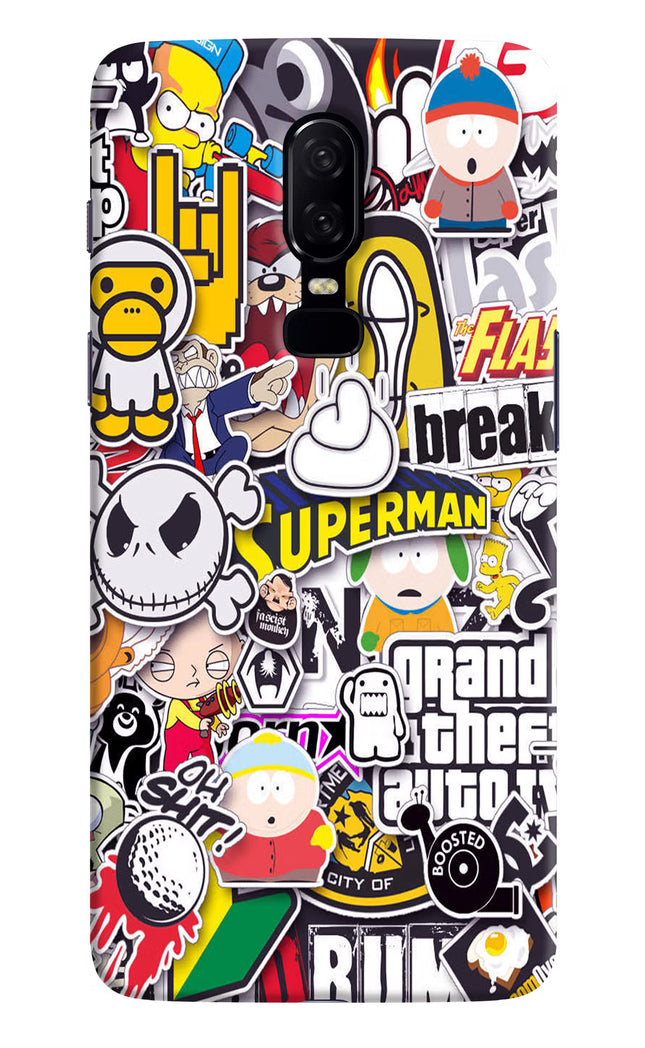 Sticker Bomb Oneplus 6 Hard Case Back Cover by Casekaro