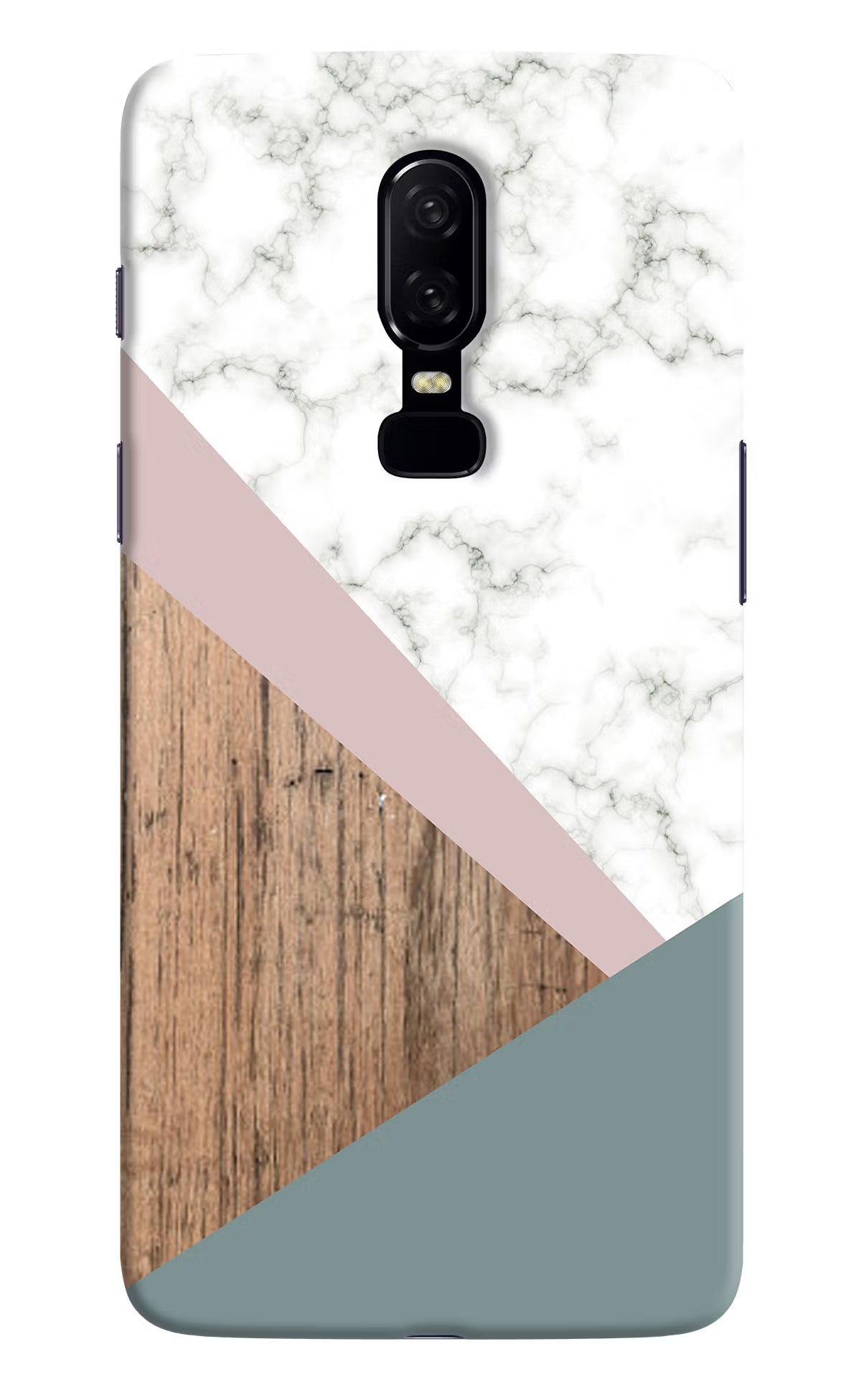 Marble wood Abstract Oneplus 6 Hard Case Back Cover by Casekaro