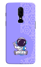 Cute Astronaut Chilling Oneplus 6 Hard Case Back Cover by Casekaro