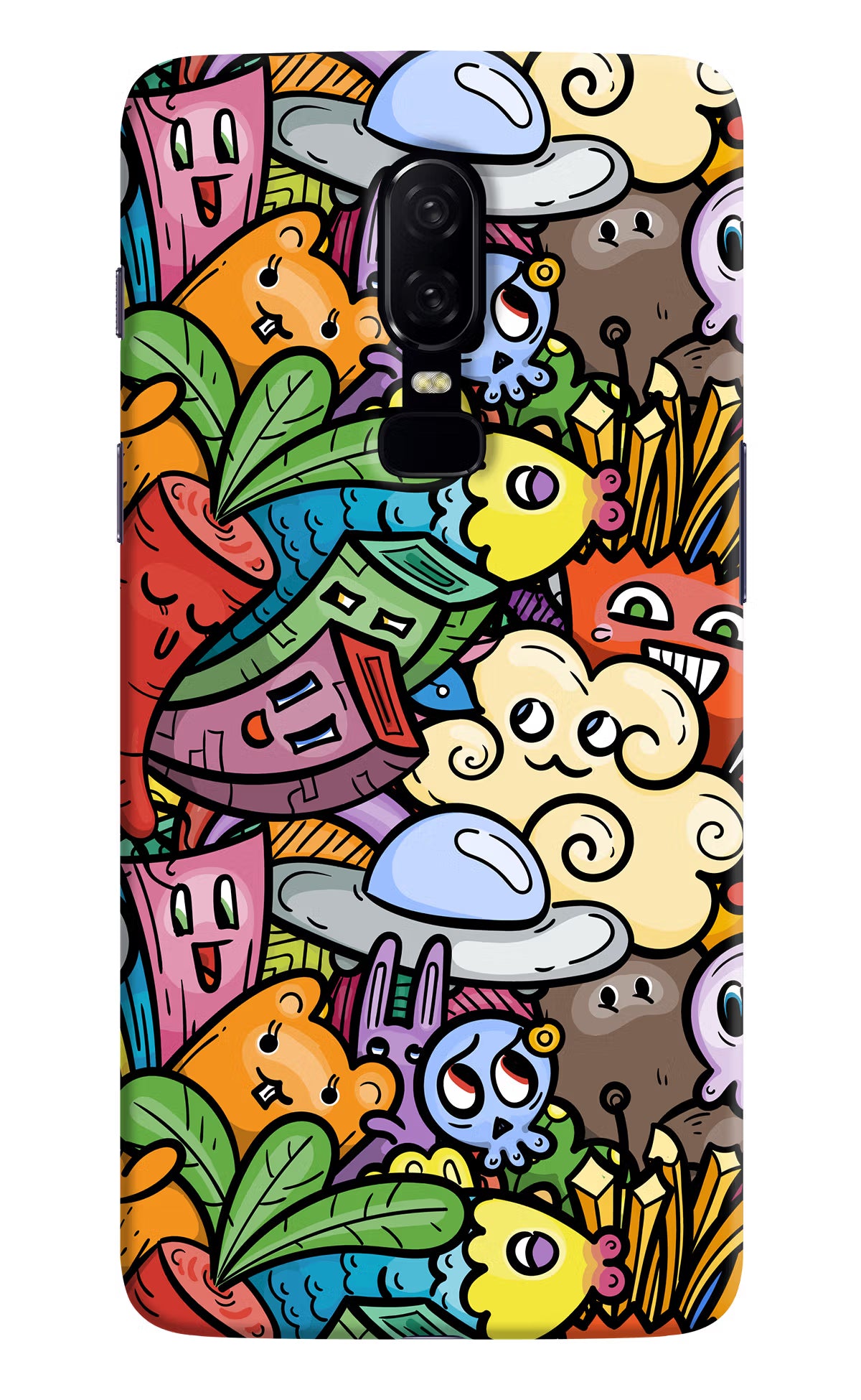 Veggie Doodle Oneplus 6 Hard Case Back Cover by Casekaro