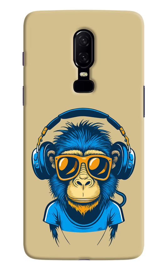 Monkey Headphone Oneplus 6 Hard Case Back Cover by Casekaro