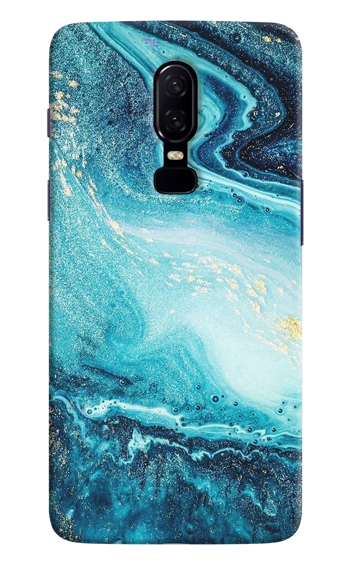 Blue Glitter Marble Oneplus 6 Hard Case Back Cover by Casekaro