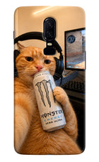 Gamer Cat Energy Oneplus 6 Hard Case Back Cover by Casekaro