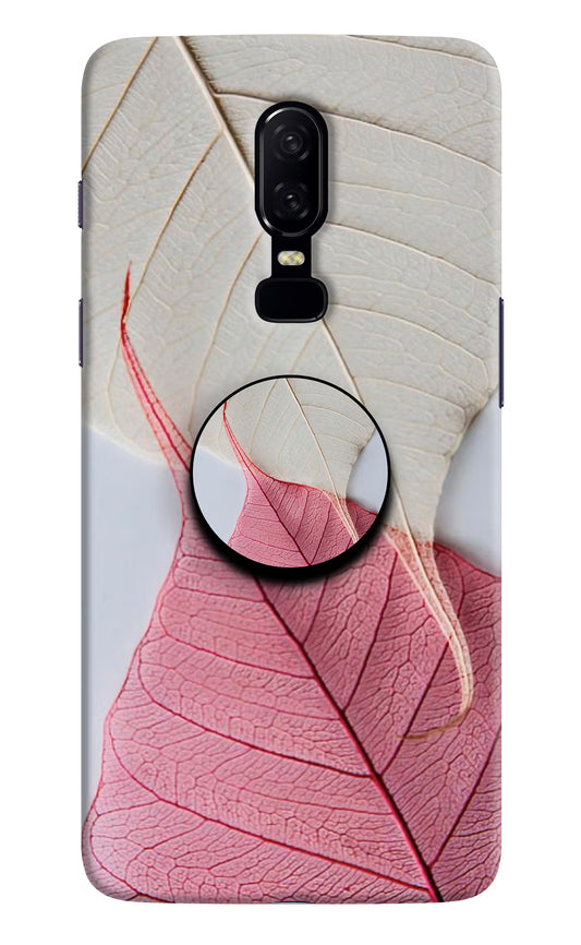 White Pink Leaf Oneplus 6 Pop Case by Casekaro